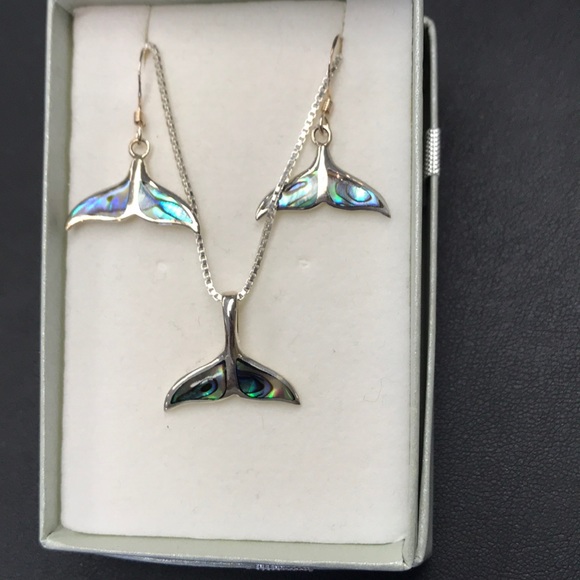 STERLING SILVER WHALE TAIL ABALONE SET 168 NWT - Picture 5 of 6